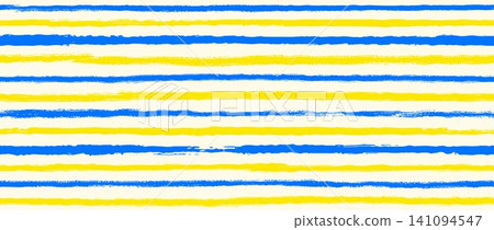 Repeating yellow and blue line background. Mediterranean horizontal stripe seamless pattern. Italian summer vacation print for poster, fabric, textile, wrapping paper. Vector Amalfi vibe backdrop Repeating yellow and blue line background. Mediterranean horizontal stripe seamless pattern. Italian summer vacation print for poster, fabric, textile, wrapping paper. Vector Amalfi vibe backdrop 141094547