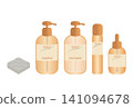 Illustration of a set of scalp skincare and haircare items. 141094678