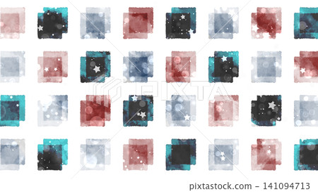 Watercolor-style sparkling, colorful square pattern background with a hand-drawn texture. Watercolor-style sparkling, colorful square pattern background with a hand-drawn texture. 141094713