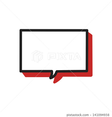 Speech bubble illustration material. For expressing messages and conversations. Simple monochrome design with a red shadow. Speech bubble illustration material. For expressing messages and conversations. Simple monochrome design with a red shadow. 141094938