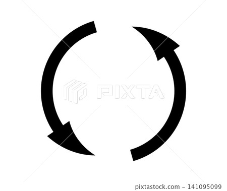 Simple two-way arrow icon illustration material to represent rotation and circulation. Simple two-way arrow icon illustration material to represent rotation and circulation. 141095099