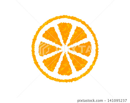 Fruit - Hand-drawn crayon style - Orange cross-section Fruit - Hand-drawn crayon style - Orange cross-section 141095237