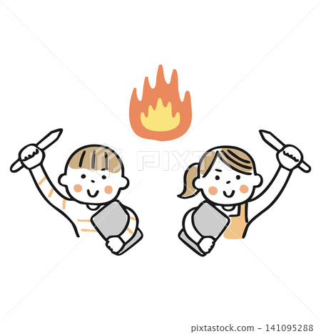 Illustration of enthusiastic children holding tablets and pens (single item) Illustration of enthusiastic children holding tablets and pens (single item) 141095288