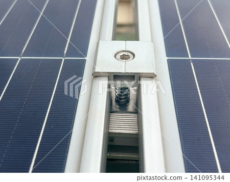 Aluminuim solar mounting holder on rooftop. Aluminuim solar mounting holder on rooftop. 141095344