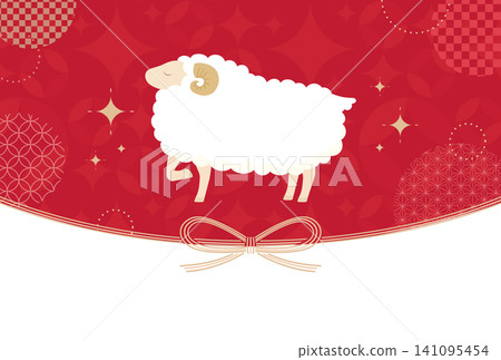 2027 羊年_新年賀卡設計（無文字）_羊與水引 1_橫版 141095454