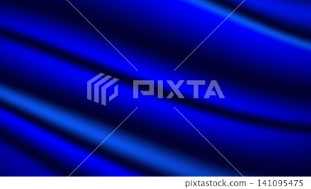 blue fabric background with shiny smooth texture and creased blue fabric background with shiny smooth texture and creased 141095475