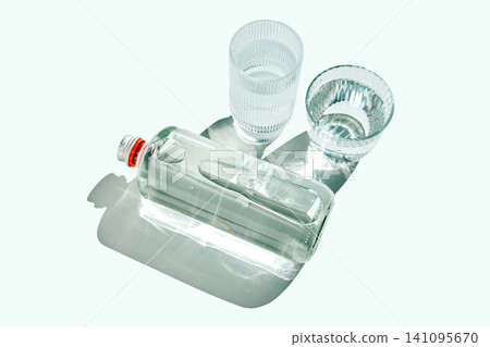 Drinking water bottle with clear glasses for daily hydration Drinking water bottle with clear glasses for daily hydration 141095670