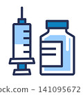 Vaccination icon (syringe + vaccine vial) 141095672