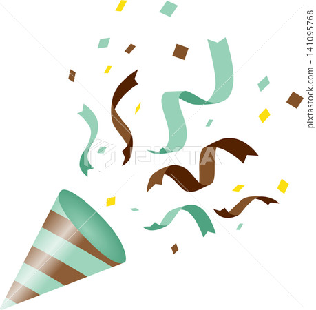 插圖:彩帶和絲帶從拉砲中彈出 - 派對用品 - 巧克力薄荷 插圖:彩帶和絲帶從拉砲中彈出 - 派對用品 - 巧克力薄荷 141095768