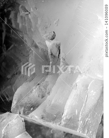 Transparent Ice Crystal Formation with Natural Fracture Details Transparent Ice Crystal Formation with Natural Fracture Details 141096089