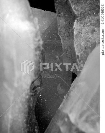 Frozen Ice Passage Between Crystal Blocks Macro Frozen Ice Passage Between Crystal Blocks Macro 141096098