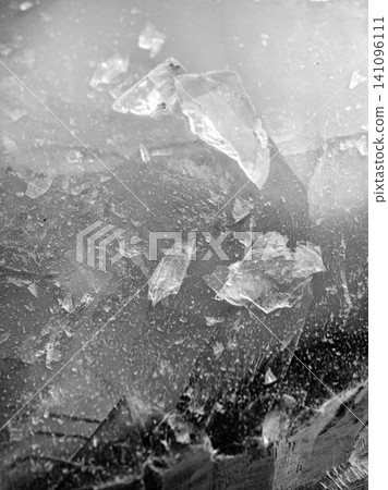 Abstract Ice Fragments Suspended Inside Frozen Crystal 141096111