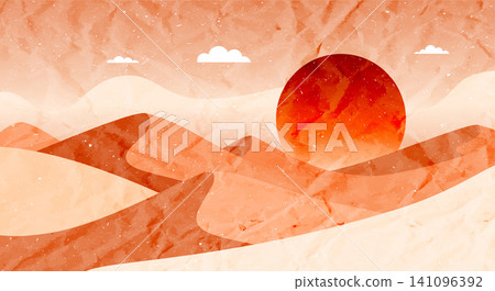 Orange Sunset Desert Landscape Orange Sunset Desert Landscape 141096392