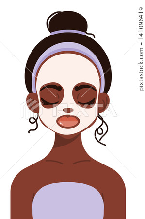 Woman with Cosmetic Face Mask Woman with Cosmetic Face Mask 141096419