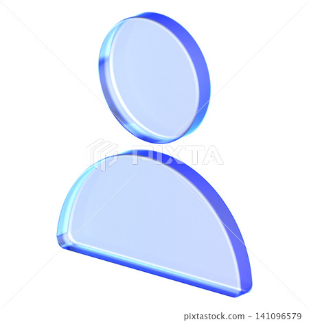 Glassmorphism icon featuring simple transparent user avatar profile with blue glossy finish Glassmorphism icon featuring simple transparent user avatar profile with blue glossy finish 141096579