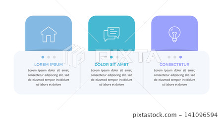 Three Steps Horizontal Process Infographic Template 141096594