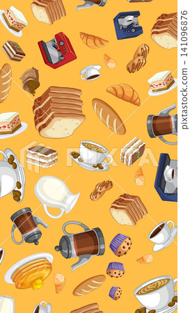 Seamless Vector Pattern of Breakfast Food and Coffee Elements Seamless Vector Pattern of Breakfast Food and Coffee Elements 141096876