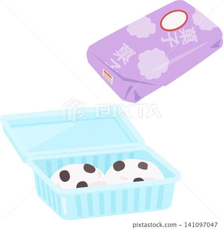 Mame daifuku in a plastic pack and a paper wrapping from a Japanese confectionery shop 141097047