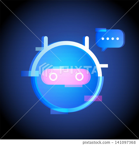 AI Assistant Chatbot Neon Glitch Technology Icon 141097368