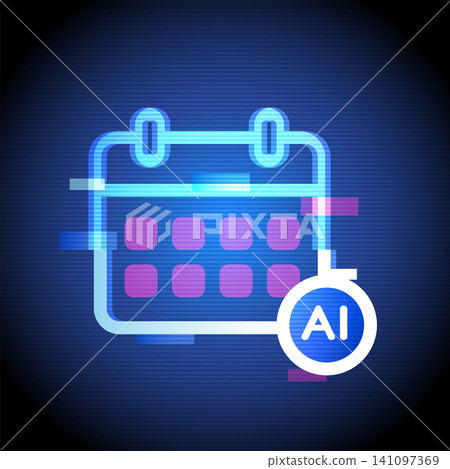 AI Calendar Schedule Planner Neon Technology Icon AI Calendar Schedule Planner Neon Technology Icon 141097369