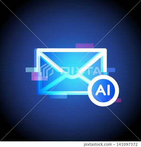AI Email Management Neon Productivity Technology Icon 141097372