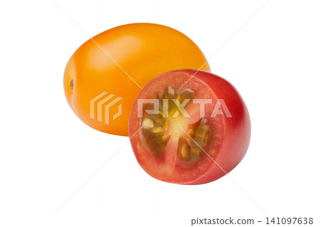 Yellow and red mini tomato cutout PNG image 141097638