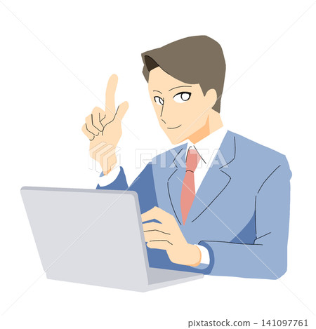 一位年輕的商人正在操作電腦。 一位年輕的商人正在操作電腦。 141097761