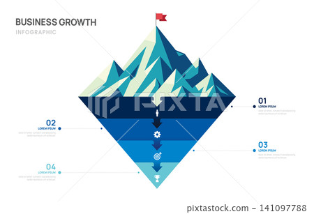 Iceberg infographic template for business. mountain 4 steps to success with icon. presentation vector infographics. Iceberg infographic template for business. mountain 4 steps to success with icon. presentation vector infographics. 141097788