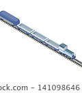 Isometric illustration of a freight train. Logistics, rail transport, and freight transport materials. 141098646