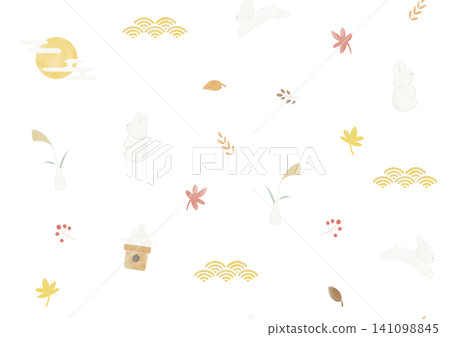 A modern Japanese seamless pattern for moon viewing, watercolor style. A modern Japanese seamless pattern for moon viewing, watercolor style. 141098845