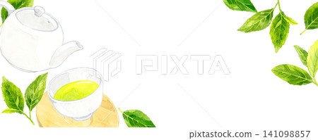 綠茶邊框(手繪水彩插畫背景素材) 綠茶邊框(手繪水彩插畫背景素材) 141098857