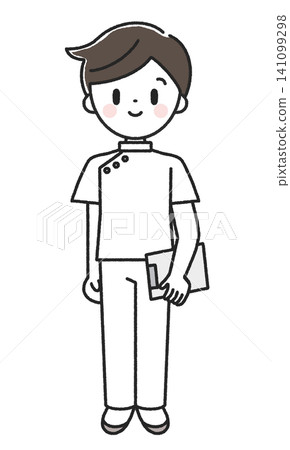 Smiling male nurse, full body, front view, icon Smiling male nurse, full body, front view, icon 141099298