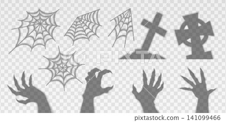Scary monster hands, grave cross and cobweb Scary monster hands, grave cross and cobweb 141099466