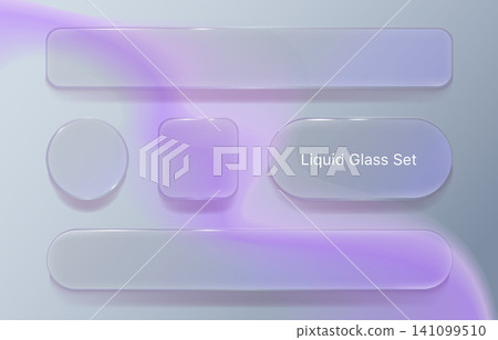 Transparent liquid glass ui buttons, fluid texture Transparent liquid glass ui buttons, fluid texture 141099510