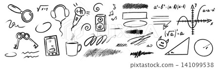 School science doodles, education lineart icons 141099538
