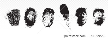 Fingerprint patterns, thumbprint black ink smudges Fingerprint patterns, thumbprint black ink smudges 141099550