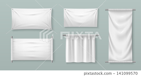 White fabric banner mockup with realistic texture White fabric banner mockup with realistic texture 141099570