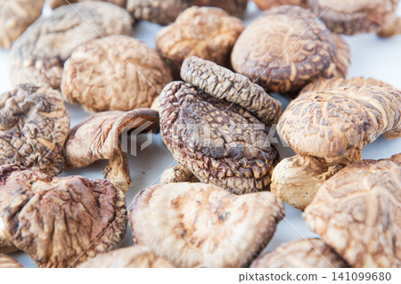 Close-up of dried shiitake mushrooms Close-up of dried shiitake mushrooms 141099680