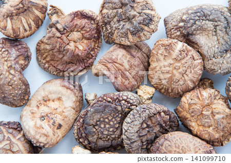 Close-up of dried shiitake mushrooms Close-up of dried shiitake mushrooms 141099710