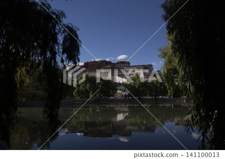 Potala Palace in Lhasa Reflecting on Calm Lake Potala Palace in Lhasa Reflecting on Calm Lake 141100013