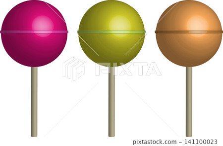 Sweet round lollipops set candy on stick isolated object collection Sweet round lollipops set candy on stick isolated object collection 141100023