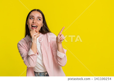 Woman singing into imaginary microphone with closed eyes expressing emotions feeling like music star Woman singing into imaginary microphone with closed eyes expressing emotions feeling like music star 141100254