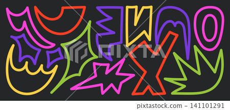 Neon Abstract Geometric Doodles Neon Abstract Geometric Doodles 141101291
