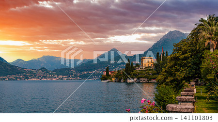 view of the lake Como, Varenna, italy view of the lake Como, Varenna, italy 141101803