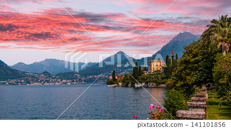 view of the lake Como, Varenna, italy view of the lake Como, Varenna, italy 141101856