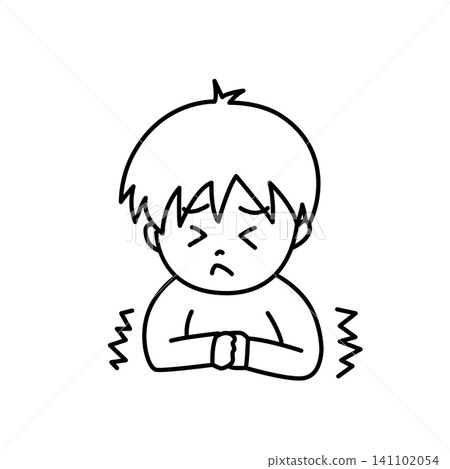 Simple illustration of a sick child: stomach ache 141102054