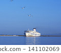 Hankyu Ferry Hibiki and seagulls entering port 141102069