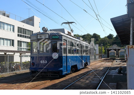 Tramcar No. 651 entering the Eba Depot in Hiroshima City Tramcar No. 651 entering the Eba Depot in Hiroshima City 141102085