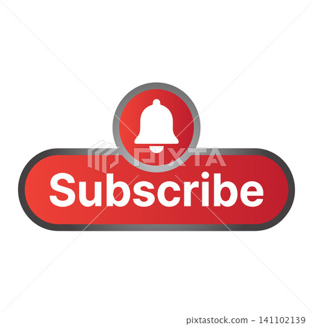 Red Subscribe Button with Notification Bell Icon on White Background for Digital Media Engagement Red Subscribe Button with Notification Bell Icon on White Background for Digital Media Engagement 141102139