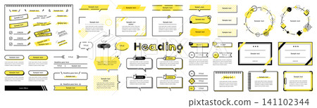 A set of easy-to-use, pop-style yellow headings and frame elements (for business and document creation). A set of easy-to-use, pop-style yellow headings and frame elements (for business and document creation). 141102344